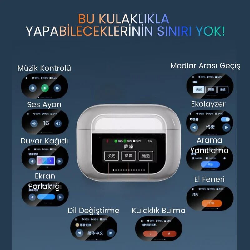 TECH Dokunmatik Ekranlı Air Pro 2 ANC Bluetooth Kulaklık