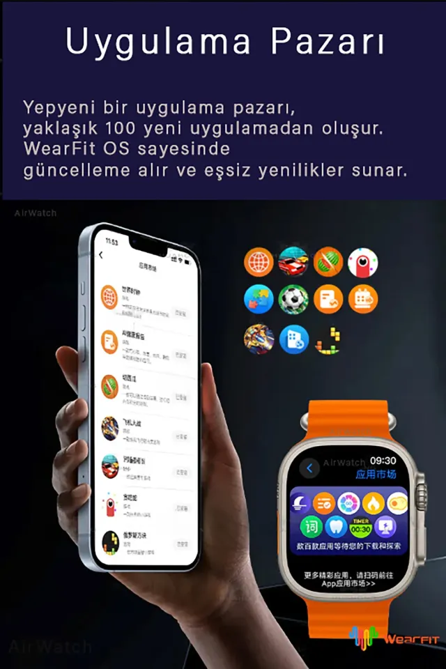 HK 10 Ultra 3 Amoled Ekran Akıllı Saat IOS & Android Tüm Telefonlara Uyumlu Smartwatch (Gri)