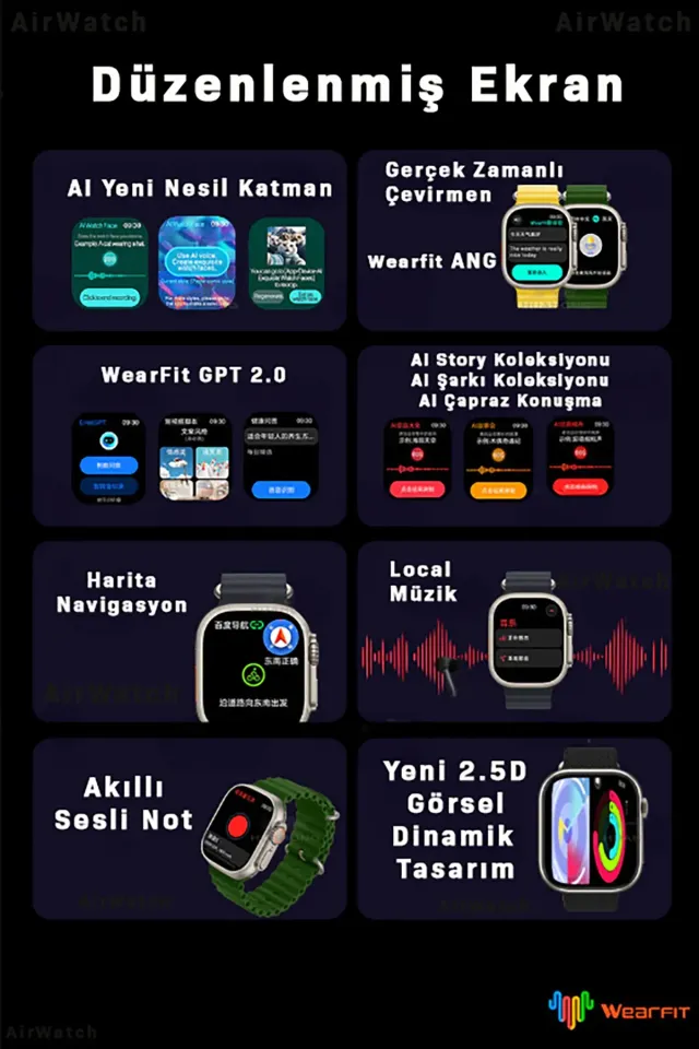 HK 10 Ultra 3 Amoled Ekran Akıllı Saat IOS & Android Tüm Telefonlara Uyumlu Smartwatch (Gri)