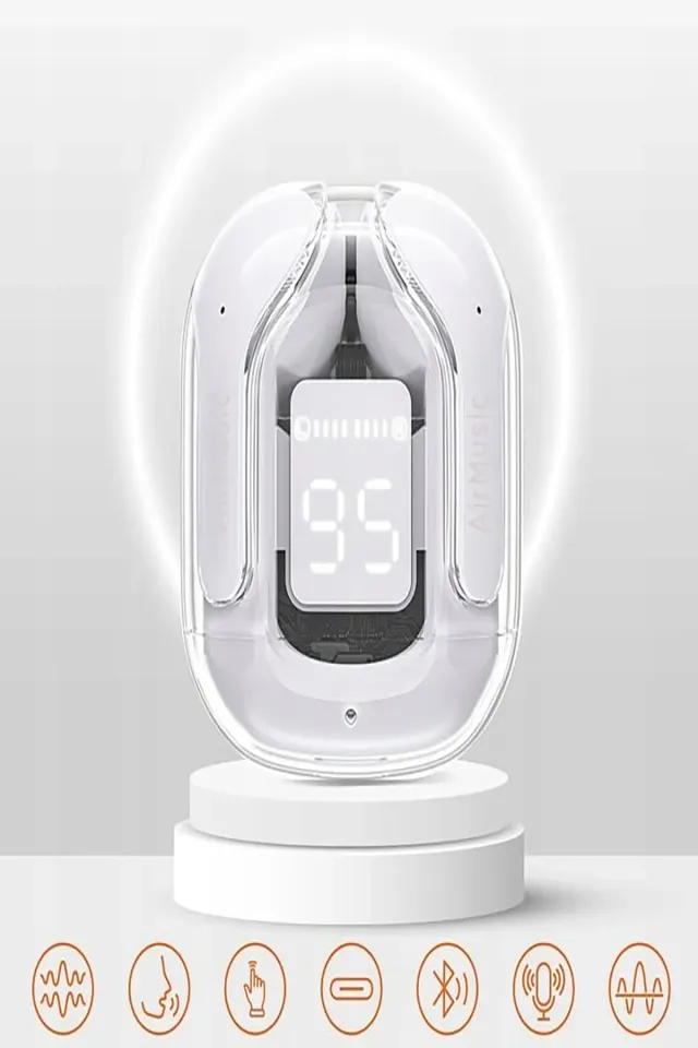 Air77 Bluetooth Kulaklık 8d Stereo Şeffaf LED ekran [ios-Android] Uyumlu Kulaklık