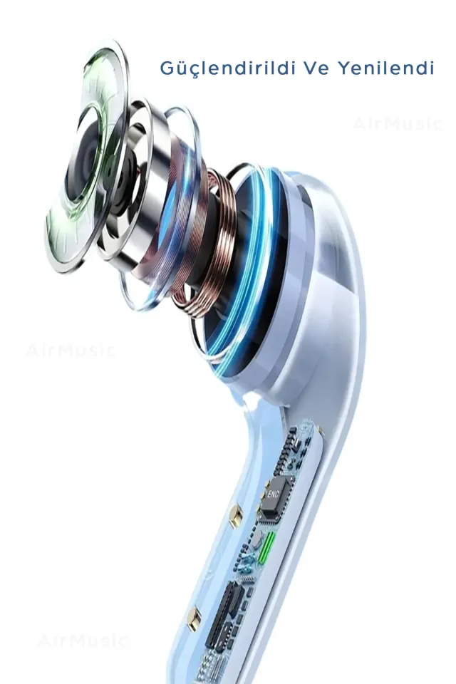 Air77 Bluetooth Kulaklık 8d Stereo Şeffaf LED ekran [ios-Android] Uyumlu Kulaklık