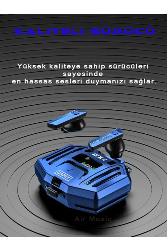 DX-05 Gaming Oyuncu Kulaklığı Ios Ve Android Tüm Telefonlara Uyumlu 360° Ses Bluetooth Kulaklık (Mavi)