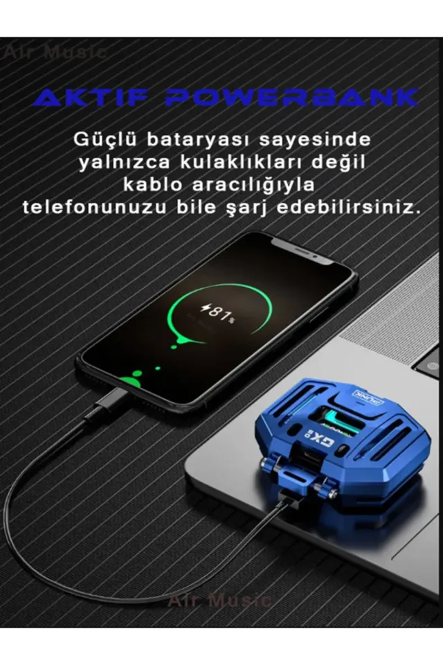DX-05 Gaming Oyuncu Kulaklığı Ios Ve Android Tüm Telefonlara Uyumlu Siyah Bluetooth Kulaklık (Siyah)