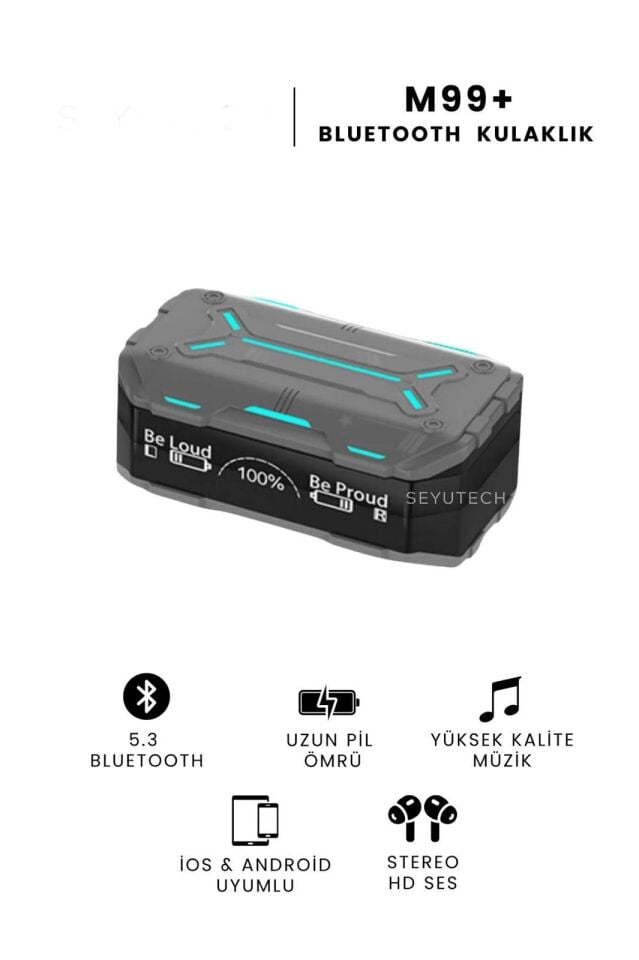 M99 Plus+ Oyuncu Kulaklığı Ios Ve Android Tüm Telefonlara Uyumlu ENC Mod Aktif Bluetooth Kulaklık (Siyah)