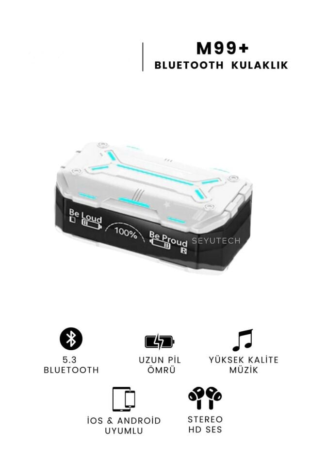 M99 Plus+ Oyuncu Kulaklığı Ios Ve Android Tüm Telefonlara Uyumlu ENC Mod Aktif Bluetooth (Gri)